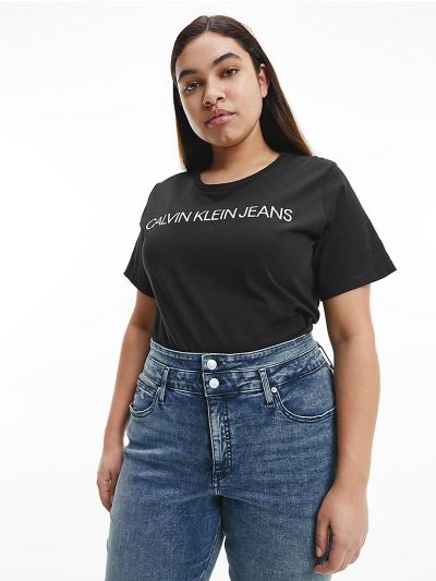 Calvin Klein Ruhák HU272857 | Calvin Klein Plus Size Organic Cotton Logo Női Póló Fekete